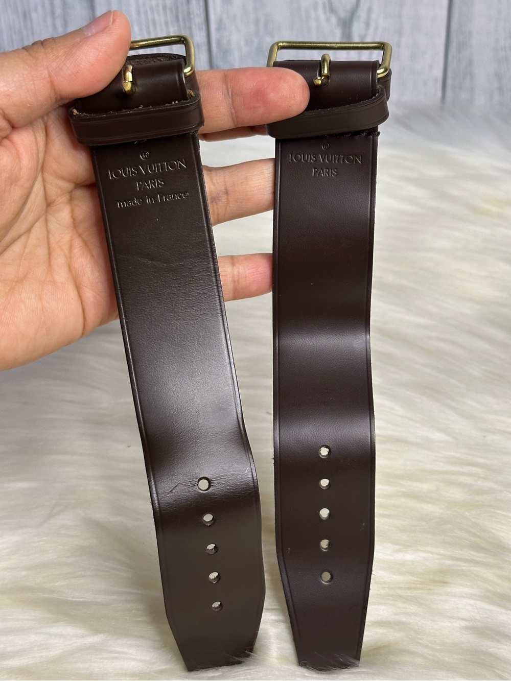 Louis Vuitton Brown Leather bag straps